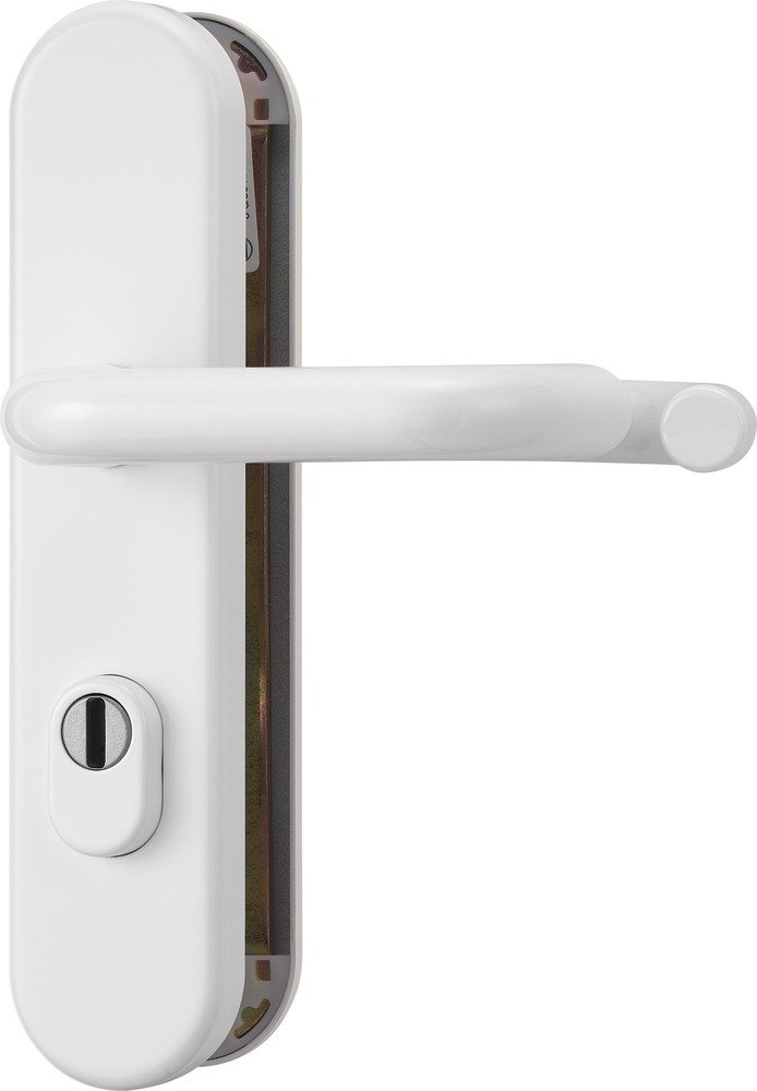 ABUS KLZS714 W EK 12237 Handle and Handle Door Fitting with Cylinder Protection with Handles on Both Sides Round White