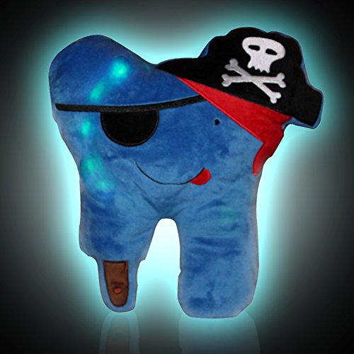 Zigora Tooth Fairy LED Pirate Pillow Kit for Boys 5 Piece Bundle Memorable Gift Set - 1 LED Pillow, 2 FDA Approved Toothbrushes, 1 Keepsake Box, 1 Lost Tooth Certificate Pad & 4 AA Batteries.