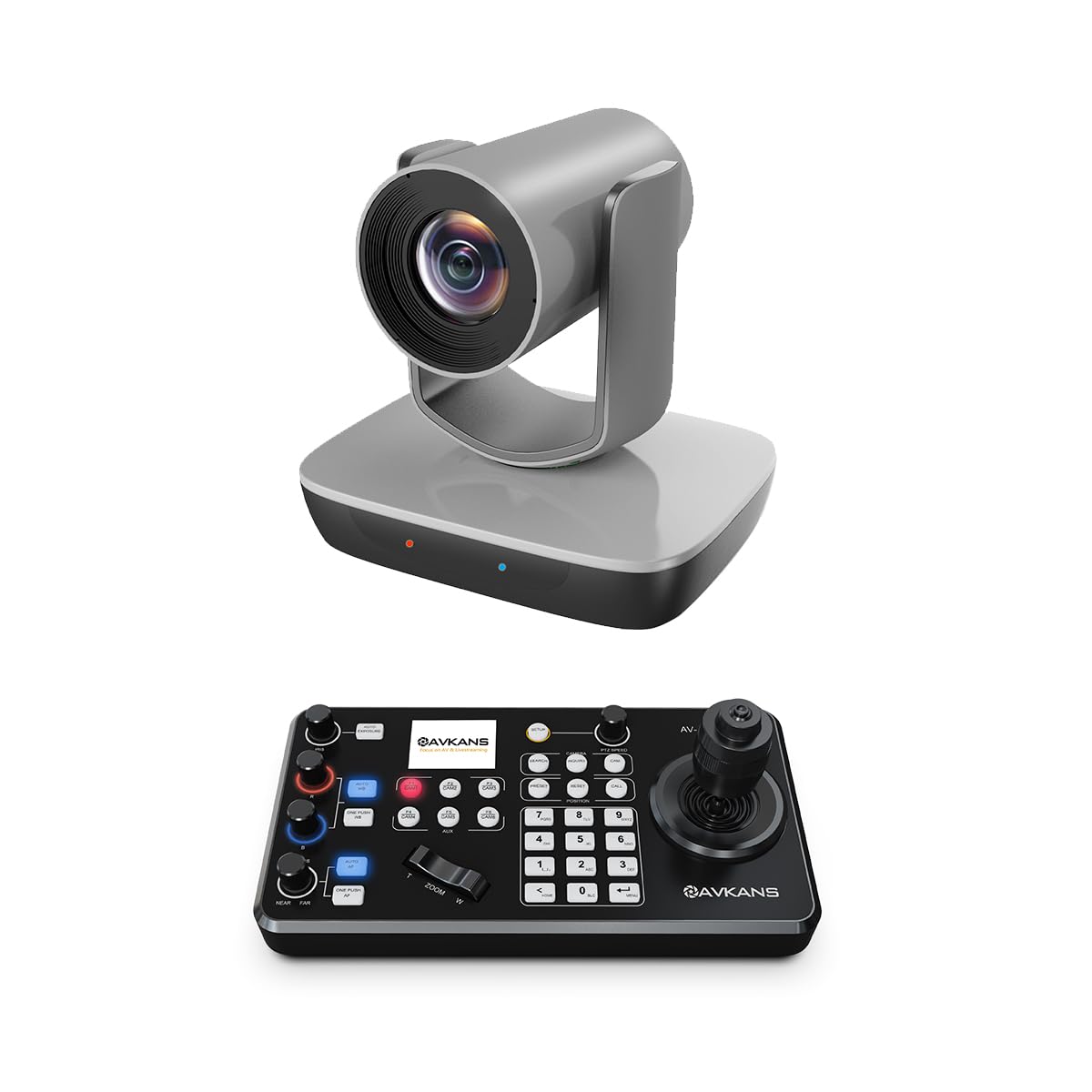 Presupuesto de Avkans Kits de paquete de cámara NDI PTZ-1 unidad AV-E20-NDI PTZ Camera y 1 unidad Controlador Super Joystick para la iglesia en vivo Servicios de transmisión