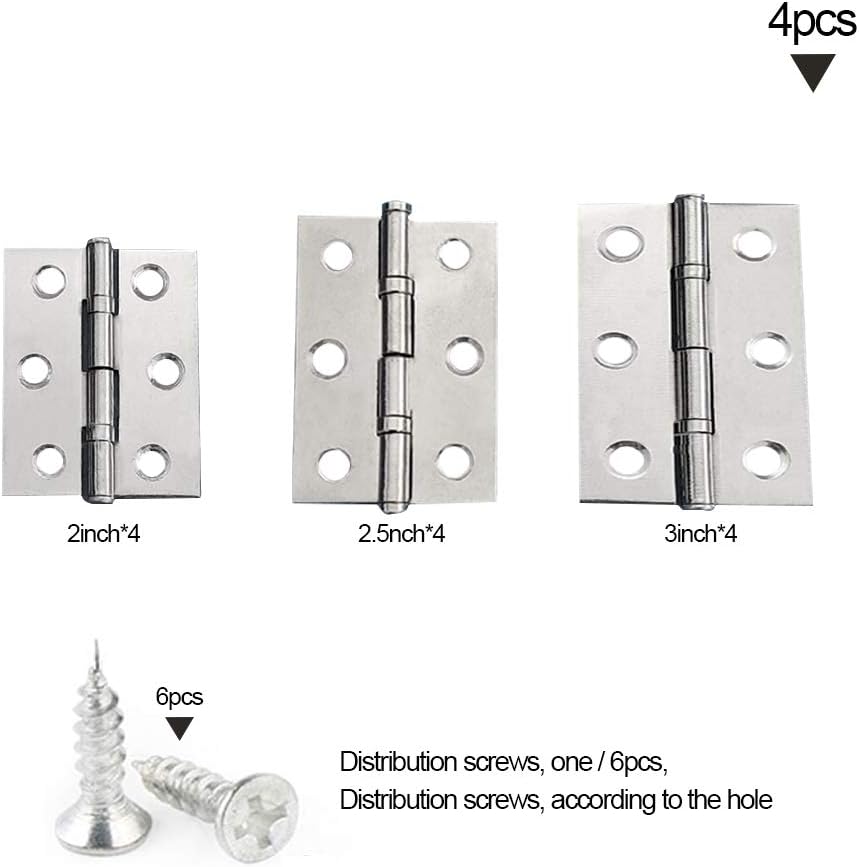YOFASEN Home Folding Butt Hinges - Stainless Steel Outdoor Cabinet Hinges with Screws, Silver, 2.5 Inch (59x35x1.2mm) - 4pcs - Image 3