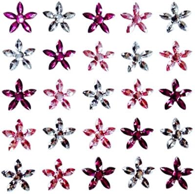 Decorative Sticker Collection Gemstone Shining Stone Flower Clear, Pink, Light Pink