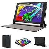 Evecase Lenovo Yoga Tablet 2 8 Folio Leather Stand Case Cover - Black Fits Lenovo Yoga Tablet 2 8-inch Android (830, 59426328) / Windows Version Tablet (59433026) only