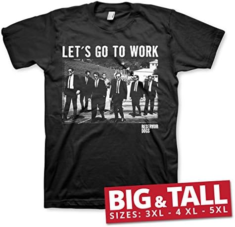 Officially Licensed Reservoir Dogs - Let's Go To Work 3XL,4XL,5XL Mens T-Shirt (Black), 5X-Large