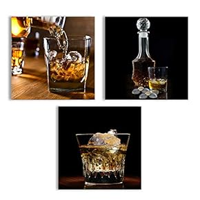 Canvas Wall Art Abstract Wine Cup Pictures Home Wall Decorations for Kitchen Streched and Framed - 12"x12"x3 Panels