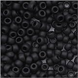 Toho Round Seed Beads 8/0 #49F 'Opaque Frosted Jet' 8 Gram Tube