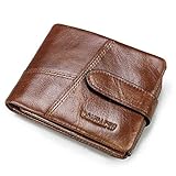 Contacts Mens Genuine Leather Cowhide Bifold Short Wallet with Removable Coin Pocket Brown