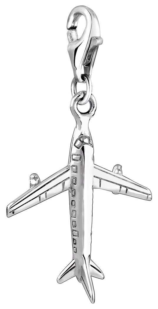 Nenalina 713053-000 aeroplane charm pendant in 925 sterling silver, fits all standard charm jewellery