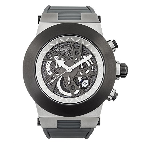 Mulco Evol Daccar Quartz Swiss Chronograph Mens Watch | Premium Analog Display with Gun Metal and Steel Accents | Silicone Watch Band | Water Resistant Stainless Steel Watch (Grey)