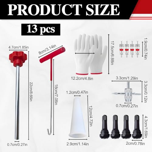 ZHAO GE 7 Stück Reifenventil Werkzeug Set, Ventil Installationswerkzeug Set, Vorbauabzieher, Hakenwerkzeug, Hilfswerkzeug und Handschuhe, für Auto, LKW thumbnail 2