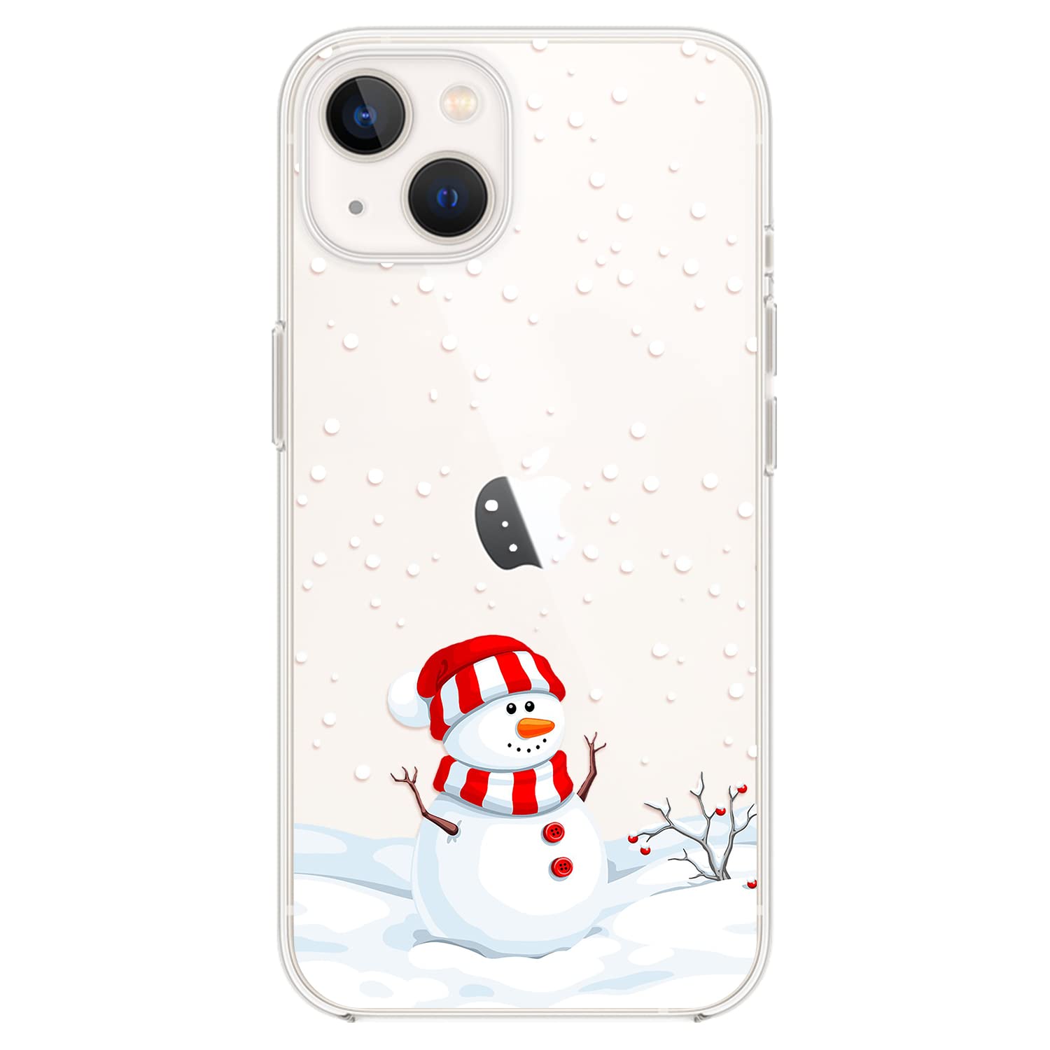 Photo 1 of Blingy's for iPhone 13 Case (6.1 inch),Winter Snowman Pattern with Snowflake Style Cute Christmas Design Transparent Soft TPU Protective Clear Case (Snowman)