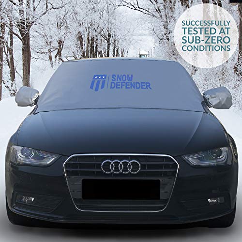 Magnetic Edges Windshield Snow Cover with Rearview Mirror Covers - Snow, Ice and Frost Protection for Windshield, Wipers and Side Mirrors - Car Windshield Snow Cover - Universal Size - 84x50 in