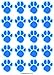 SAHM Blue Paw Print Stickers - 120 Dog Cat Animal Paws 1 inch Small for Boy Or Girl - Great for Birthday Party Favors - Clues - Scrapbook - Calendar - Teachers Reward - Labels