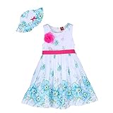 MingAo Flower Girl Dress 2 Pcs Rose Christmas Party with Hat 2-8 Years