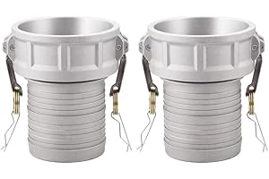 Hgzaccompany Aluminum Type C Cam Lock Fittings,Cam and Groove Hose Fitting,1.5" Female Coupler x 1.5" Hose Barbed 2 Pcs