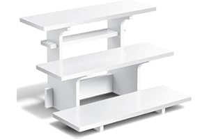 HAOWUJIN 3 Tier White Farmers Market Stand, Display Stand Portable Shelf for Display Shelves for Vendors Events Food Cupcakes, Candles, Glasses, Jars, Crafts, Jewelry, Display Stands for Vendor Events