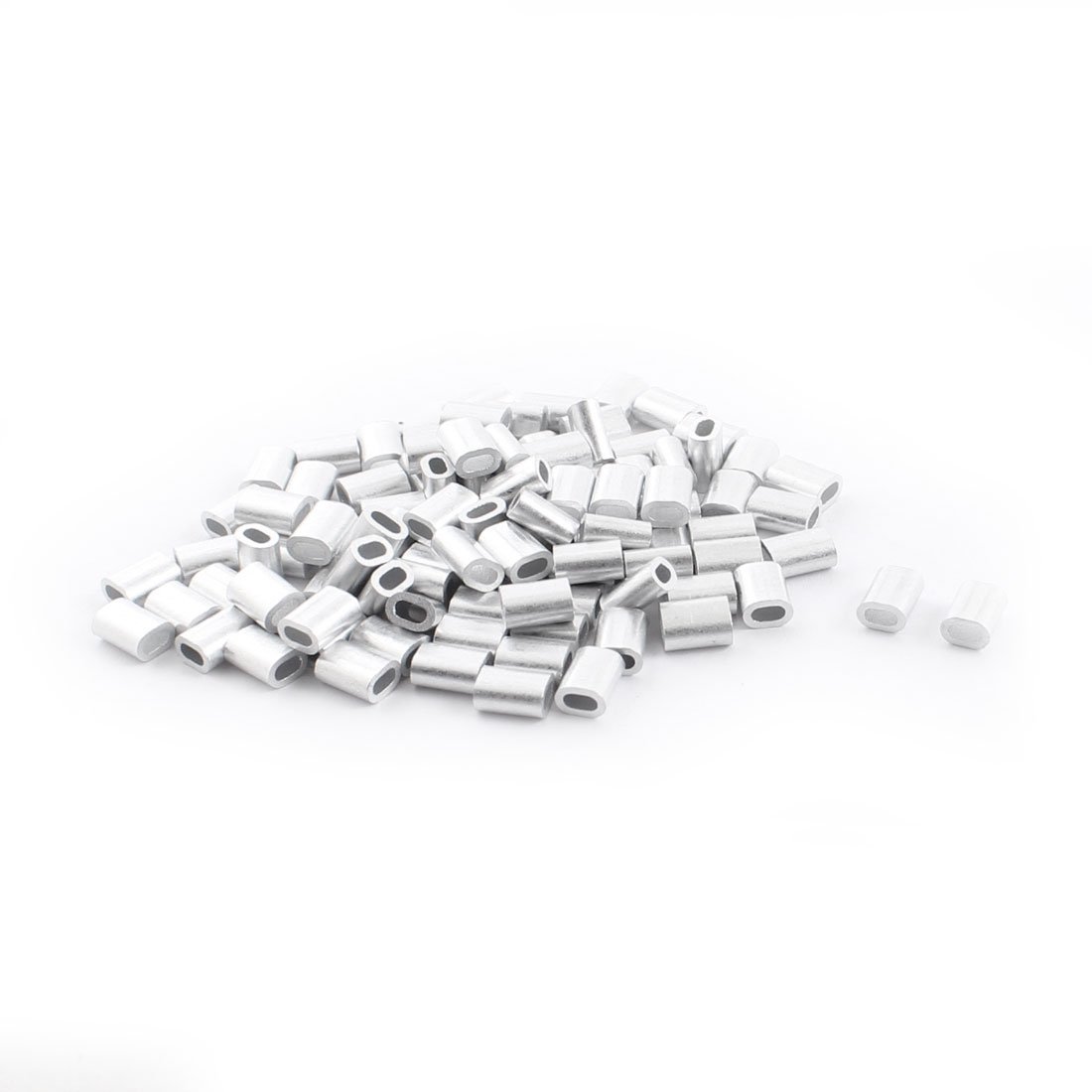 Sourcingmap 100PCS 1.2mm Steel Cables Aluminium Wire Rope Oval Ferrules 6mm x 2mm