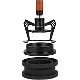 IKAPE Mantis WDT Distribution Tool with Clean Brush, 58mm Espresso Stirrer Distribution Tool for Barista, 10 Needle Espresso Stirrer with Dosing Funnel&amp;Stand, Adjustable Needle Height, Walnut Handle