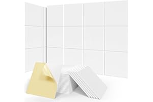 Sonicism 20 Pack Acoustic Panels with Self-Adhesive, 12" X 12" X 0.4" Sound Proof Foam Panels, Decorative Soundproof Wall Panels, Sound Proof Absorbing Tiles for Home & Offices,White