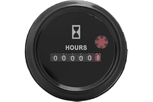 Quartz Hour Meter, 12-36V DC AC Mechanical Round Hour Meter Waterproof Hour Gauge for Boat Auto Snowmobile Lawn Tractors Gene