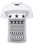 URBAN K men's Hipster Hustle Bandana Print & Faux Leather Crewneck T-Shirt