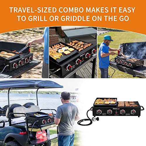 Royal Gourmet 4 Burner Portable Propane Griddle Grill Combo tailgater