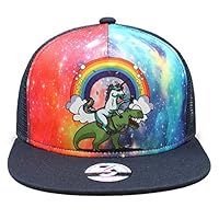 flySpacs Unicorns Flat Bill Snapbacks Mesh Baseball Caps Trucker Hat