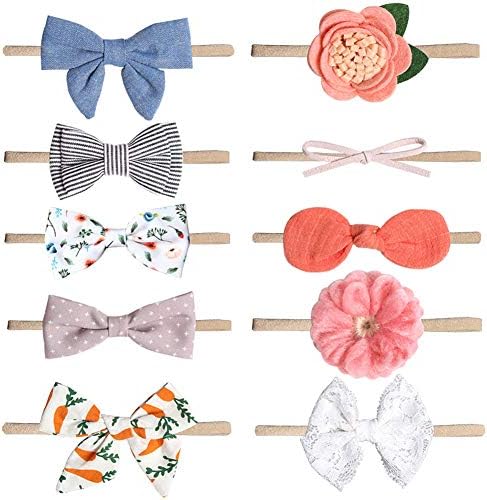 Baby Toddler Elastic Headbands Girls Hairbands with Bow Knot Mixed Colors
