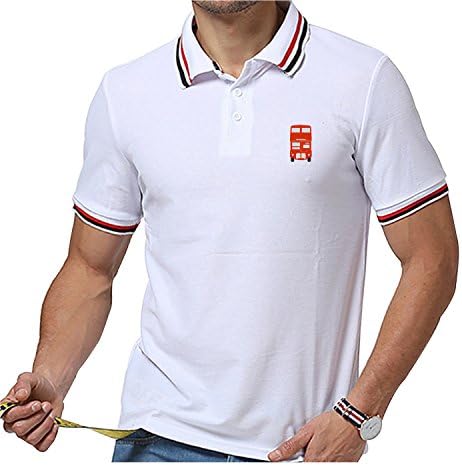 Men T-Shirt Polo Summer Slim Sports Short Sleeve Polo Shirt London Double Decker Bus