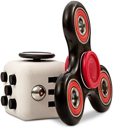 Inner Fidget Spinner Hand Toy and Cube Bundle | Premium Long Spinning Bearings | Smooth Round ABS Body | Great For ADHD &amp; Autism | Relieve Stress &amp; Anxiety | Enhance Concentration | Quit Bad Habits