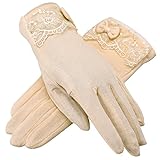 Women Driving Sunscreen Slip Gloves Cotton Gloves Breathable Lace Bow