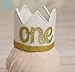 birdyboutique.com First Birthday Crown for Baby – Gold “One” Party Hat Keepsake – Lightweight Felt – 11” Circumference – Unisex – Handmade