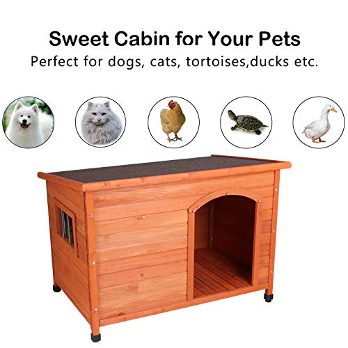ROCKEVER Dog Houses for Small Dogs and Puppies Outdoor Wood Weatherproof Outside Wooden Puppy Houses Insulated