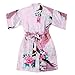 WONDERFIT Girls Stain Kimono Peacock Flower Robe for Spa Wedding Birthday Pink 9-10