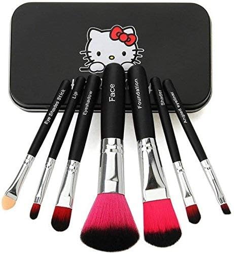 TRENDY TROTTERS Hello Kitty Complete Makeup Mini Brush Kit with a Storage Plastic Box - Set of 7 Pieces