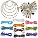 Nydotd 125Pcs Dream Catcher Making Kit, 15 Pcs Metal Rings Hoops Macrame Ring in 5 Size Gold, 100pcs 6 Styled Feathers, 10 Pcs 3 mm Faux Suede Cord for Dream Catcher Crafts Birthday Party