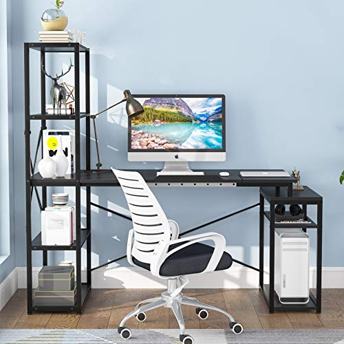 Tribesigns Computer Desk with 5Tier Storage Shelves, 64 inches Corner
