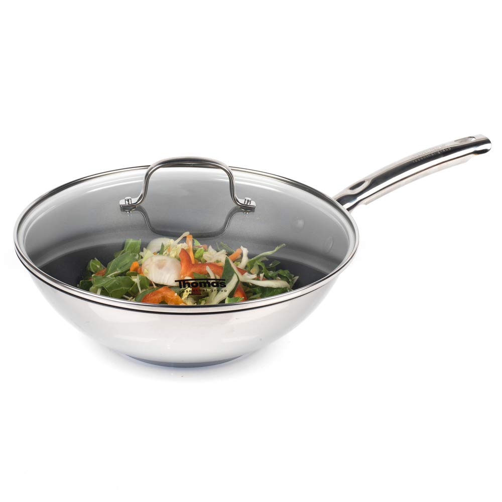 Thomas 1404908 Cook & Pour Teflon Wok Stir Fry Pan with Tempered Glass