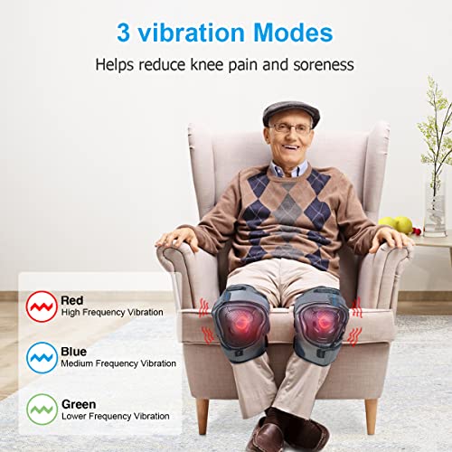 Knee Massager with Heat for Joint Pain Relief, Goldmill Vibration Knee Brace Wrap Rechargeable