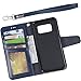Arae Case Compatible for Samsung Galaxy S8, [Wrist Strap] Flip Folio [Kickstand Feature] PU leather wallet case with ID&Credit Card Pockets [Not for Galaxy S8 plus] (navy blue)