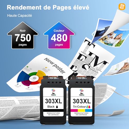Palmtree 303XL 303 XL Compatible with HP 303 XL Black and Colour Ink Cartridge for HP Envy Photo 6232 6230 6220 7830 6234 7130 7134 7800 7900 6222 7855 6252 6255 6258 71200 7132 Tango X (2-Pack)