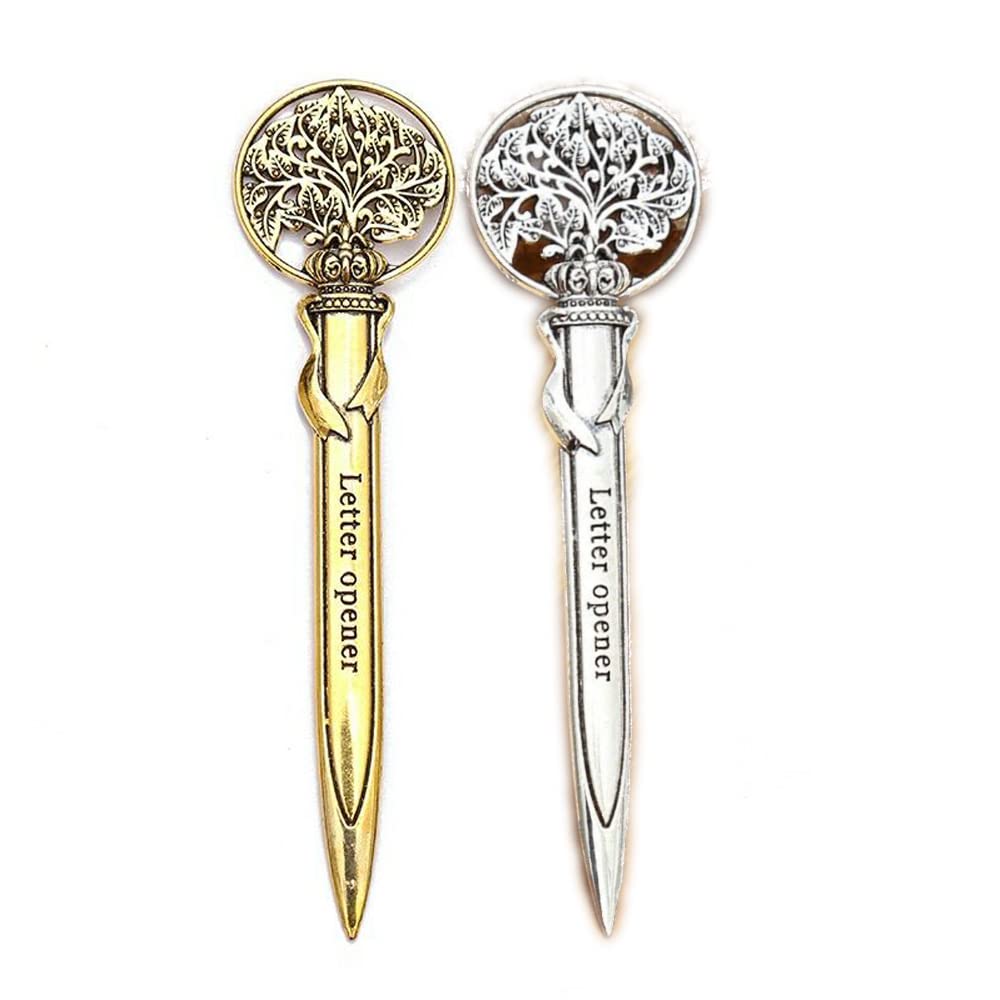 IKAAR 2Pcs Letter Opener Envelope Opener Knife Envelope Open Retro Metal Slitter Letter Opener Knife for School Office Home Use