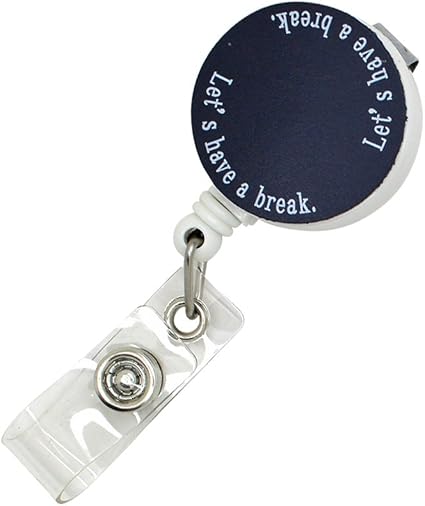Amazon Co Jp Herbe 伸縮自在の吊り下げ名札用 リール クリップ付き 英語 メッセージ パスケースや名札 ストラップ 鍵等と一緒に ネイビー Let S Have A Break 家電 カメラ