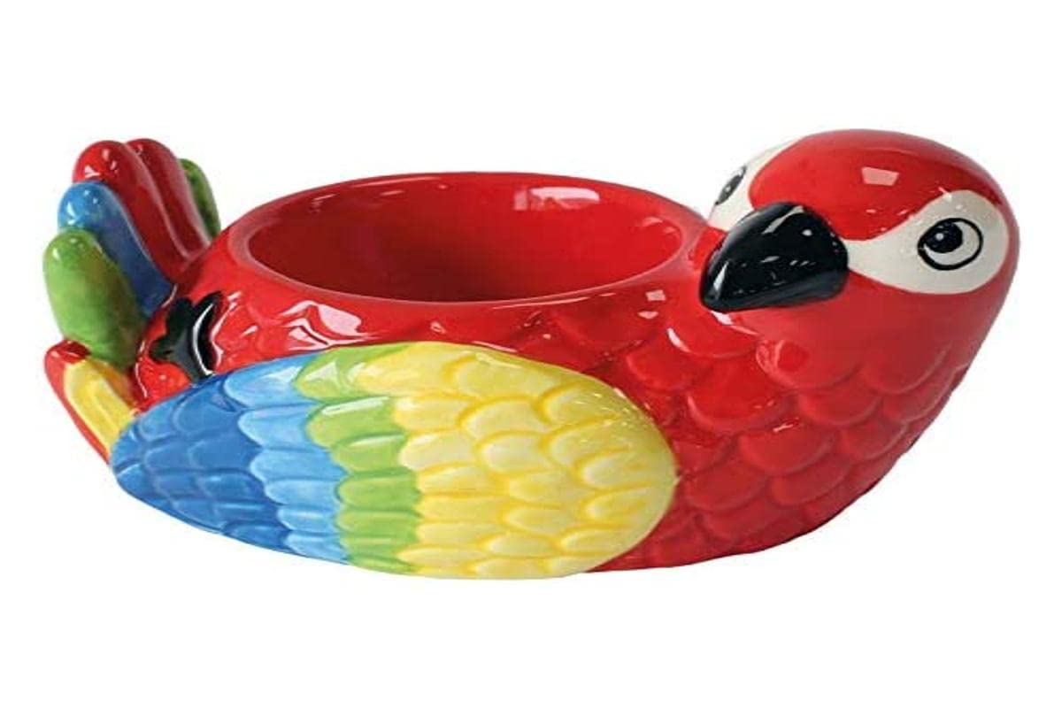 Crockery Critters Egg Cup from Deluxebase – Parrot Ceramic Egg Holder, Cute Animal Shaped Boiled Egg Cups for Kids and Adults. Fun Novelty Gifts, Kitchen Decor and Tableware.