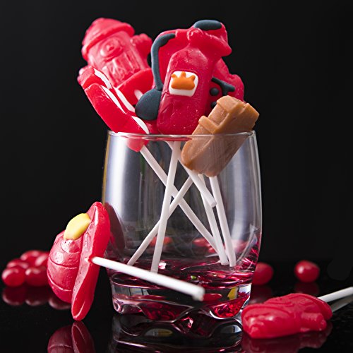 image for PREXTEX Firefighter Themed Lollipops Fire Shaped Suckers Pack of 8 Pop