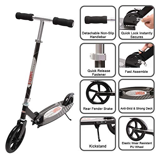 ChromeWheels Kick Scooter, Deluxe 8" Large 2Wheels Wide Deck 5
