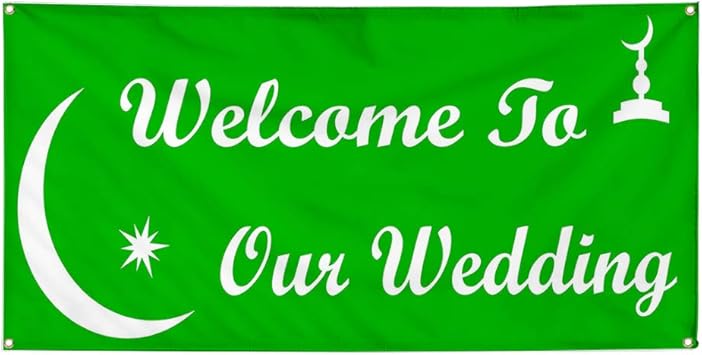 Amazon Com Vinyl Banner Sign Welcome To Our Wedding Greenwhite