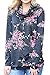 EIFFTER Womem Floral Print Pullover Hoodie Casual Long Sleeve Drawstring Hooded Sweatshirt With Pocket