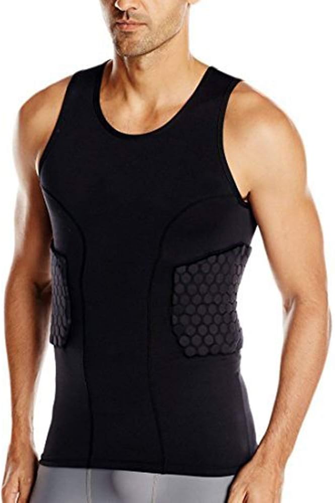 TUOY Padded Compression Shirt Padded Football Shirt Rib Chest Protector Shirt : Clothing