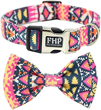 Fourhorse Cute Soft Dog with Bowtie, Detachable Adjustable Bow Tie Collar Pet Gift