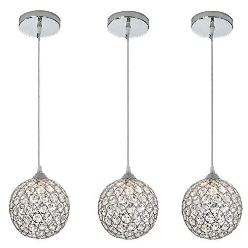 Cotulin 10-57" Adjustable Cord Length Crystal Silver Indoor Pendant Light, A Pendant Light for Kitchen Island, Restaurants, Hotels and Shops - 3 Packs